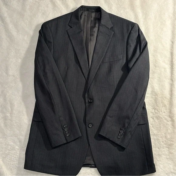 Polo Ralph Lauren Mens 44‎ L Wool Blazer Sport Coat Jacket Gray Striped - Picture 2 of 7